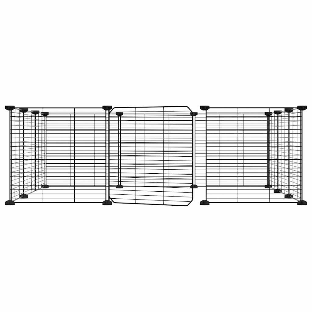 Vidaxl huisdierkooi met 12 panelen en deur, zwart 105x105x35 cm staal