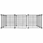 Vidaxl huisdierkooi met 12 panelen en deur, zwart 105x105x35 cm staal