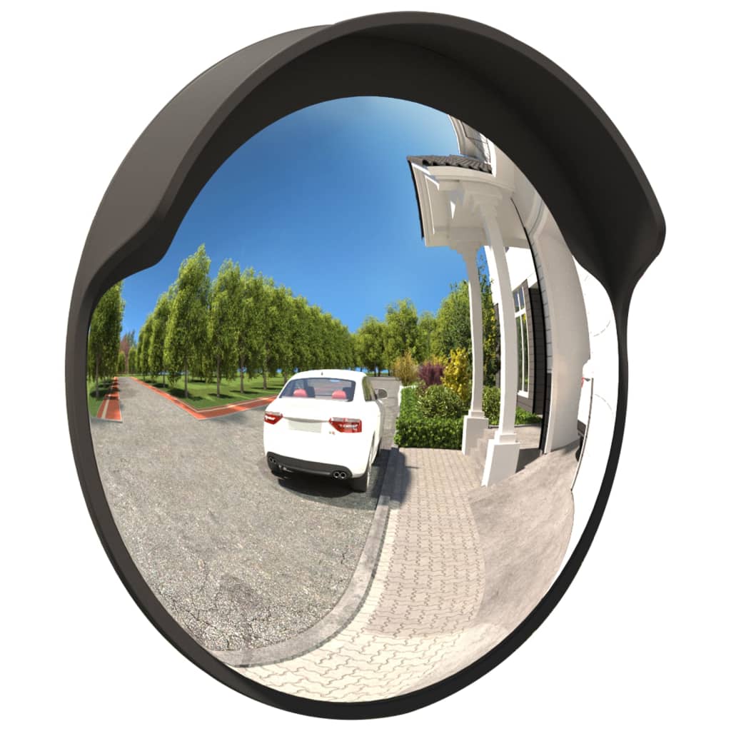 Vidaxl buiten convex verkeersspiegel zwart ø45 cm polycarbonaat