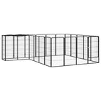 VidaXL Hondenkennel 22 panelen 50x100 cm gepoedercoat staal zwart