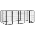 Vidaxl hondenkennel 16 panelen 50 x 100 cm gepoedercoat staal zwart