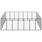 VidaXL Hondenkennel 24 panelen 50 x 100 cm gepoedercoat staal zwart
