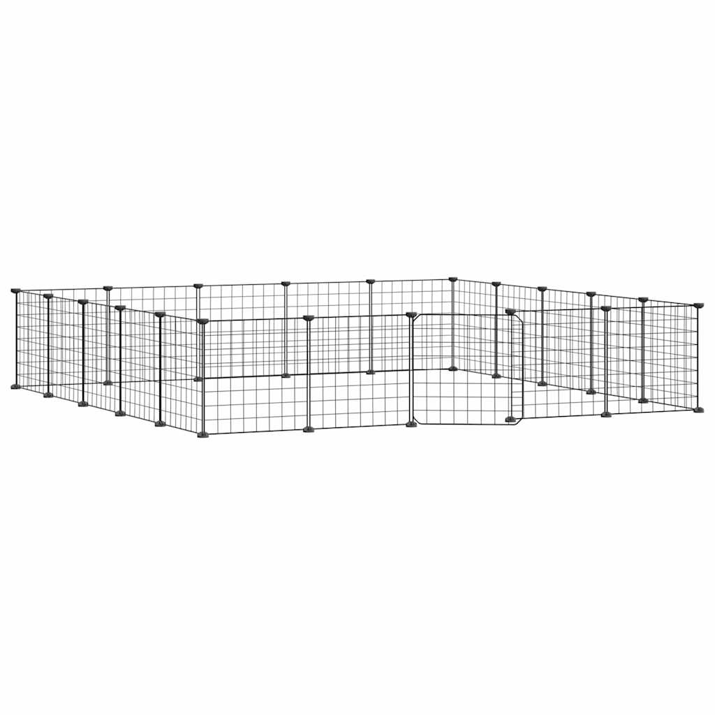 Vidaxl huisdierenkooi met deur 20 panelen 35x35 cm staal zwart