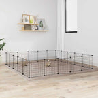 Vidaxl huisdierenkooi met deur 20 panelen 35x35 cm staal zwart