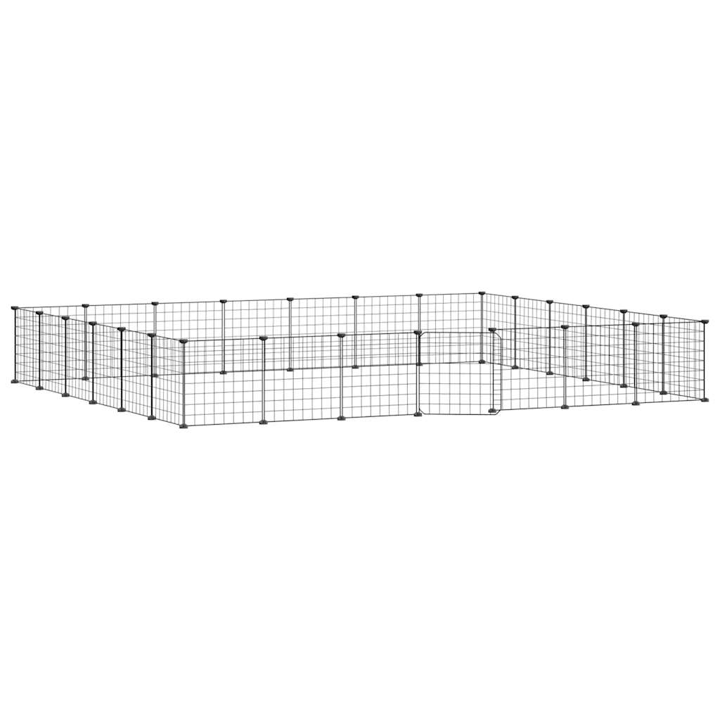 Vidaxl huisdierenkooi met deur 28 panelen 35x35 cm staal zwart