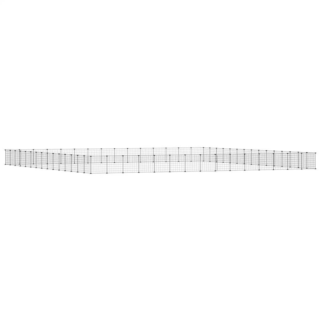 Vidaxl huisdierenkooi met deur 60 panelen 35x35 cm staal zwart