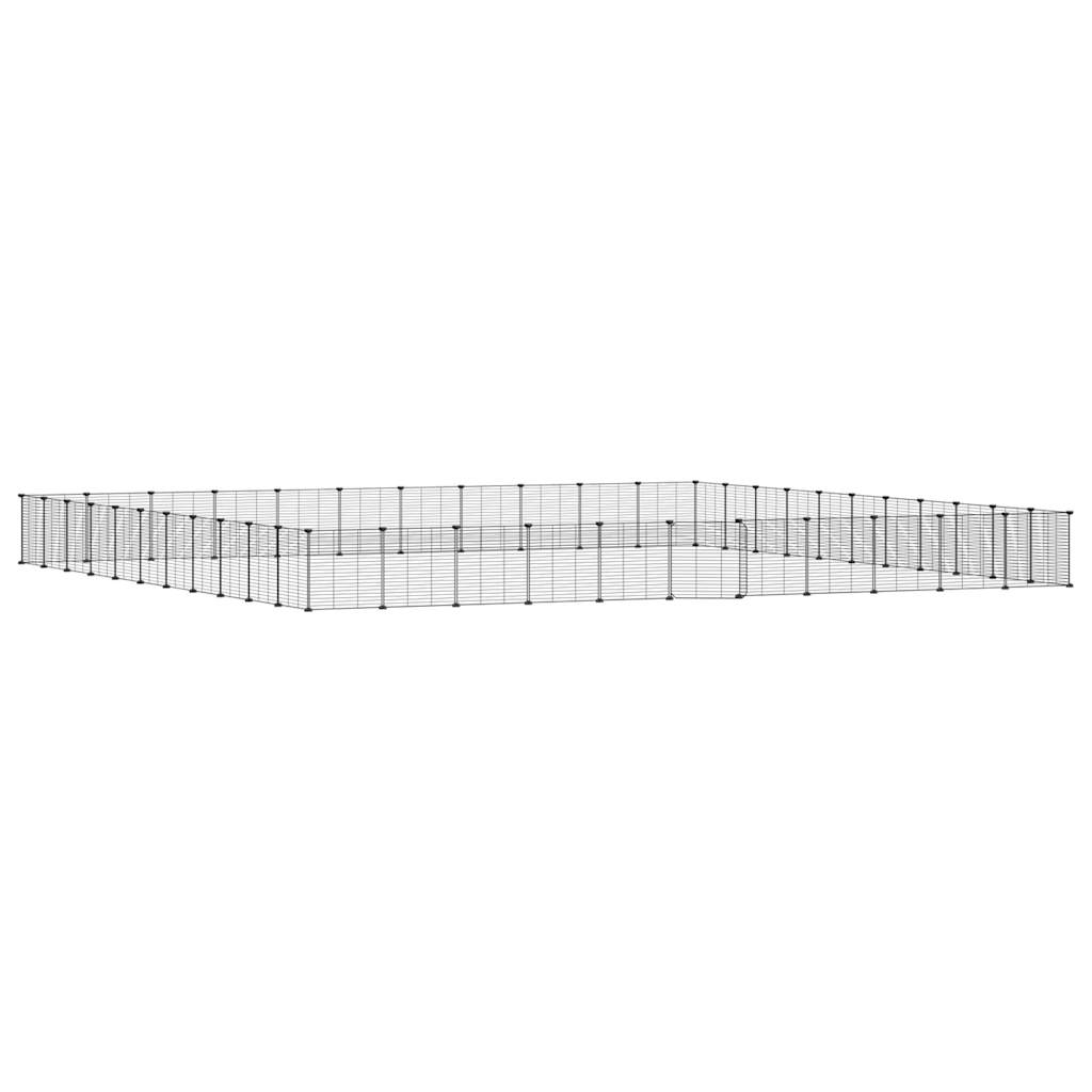 Vidaxl huisdierenkooi met deur 44 panelen 35x35 cm staal zwart