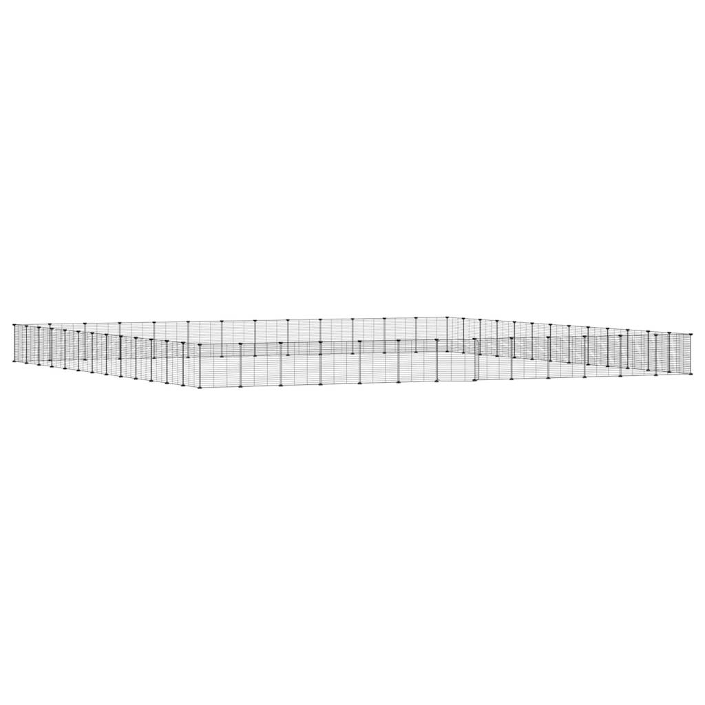 Vidaxl huisdierenkooi met deur 52 panelen 35x35 cm staal zwart