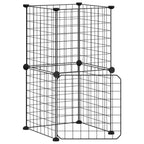 Vidaxl huisdierenkooi met deur 8 panelen 35x35 cm staal zwart