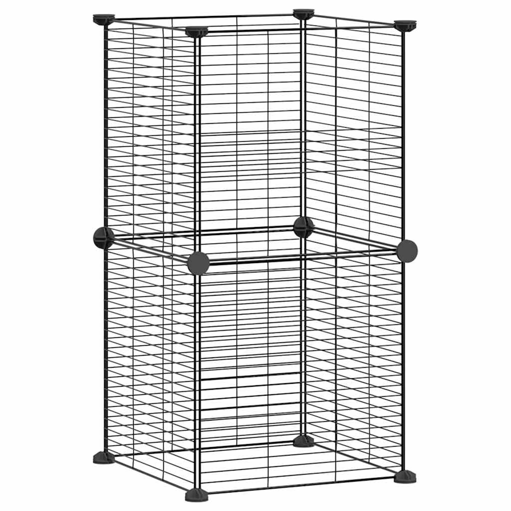Vidaxl huisdierenkooi met 8 panelen 35x35x70 cm staal zwart