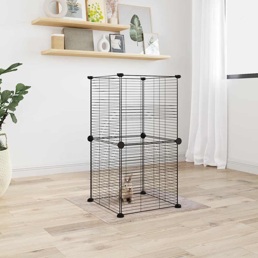 Vidaxl huisdierenkooi met 8 panelen 35x35x70 cm staal zwart