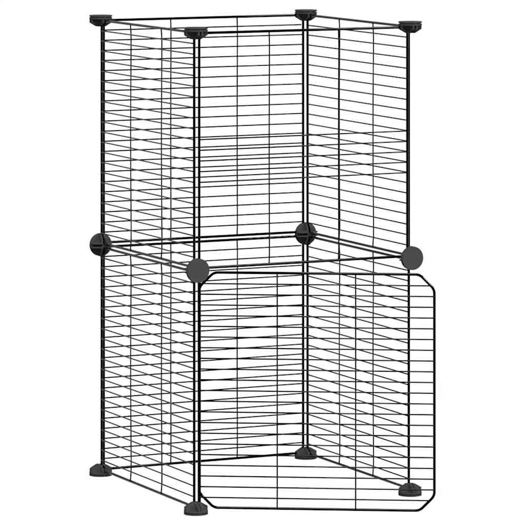Vidaxl huisdierenkooi met deur 8 panelen 35x35x70 cm staal zwart