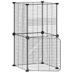 Vidaxl huisdierenkooi met deur 8 panelen 35x35x70 cm staal zwart