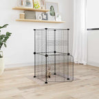 Vidaxl huisdierenkooi met deur 8 panelen 35x35x70 cm staal zwart