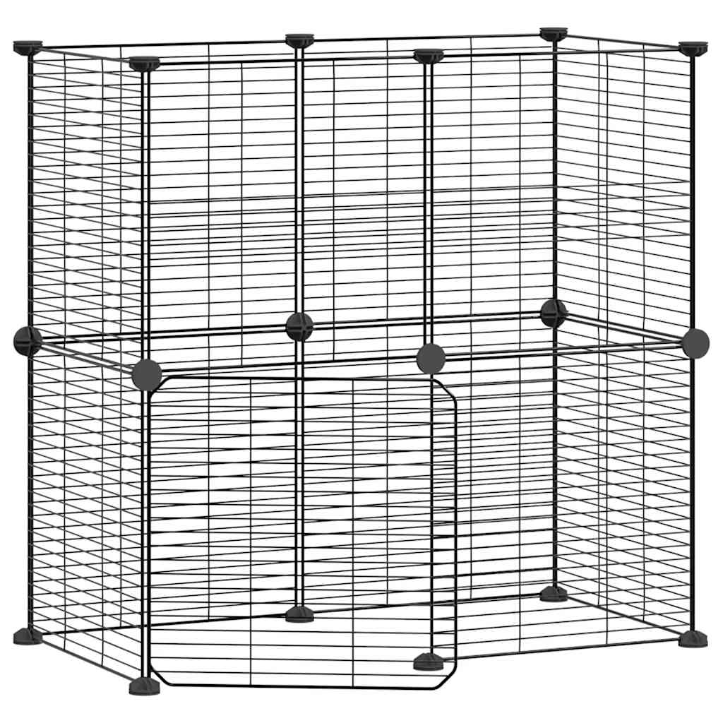 Vidaxl huisdierenkooi met deur 12 panelen 70x35x70 cm staal zwart