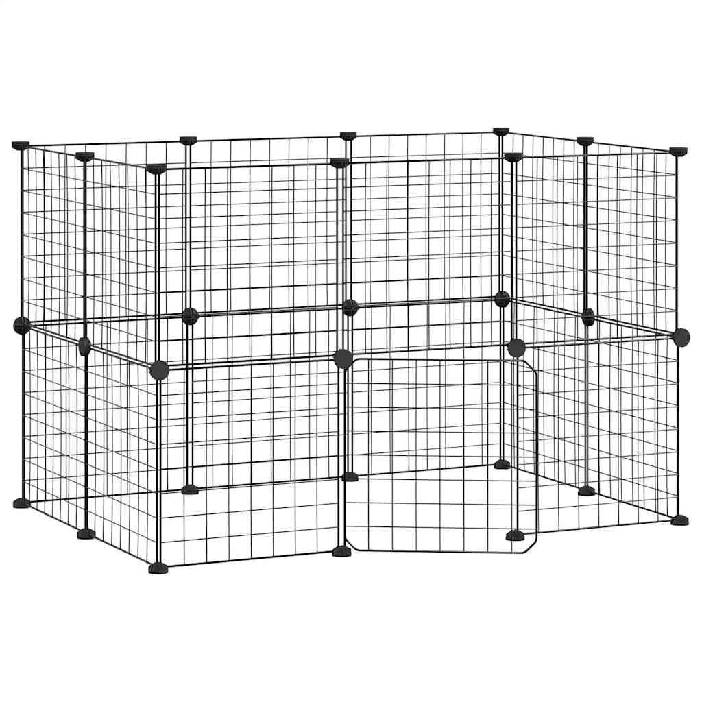 Vidaxl huisdierenkooi met deur 20 panelen 105x70x70 cm staal zwart