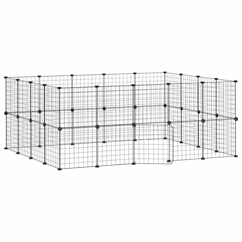Vidaxl huisdierenkooi met deur 36 panelen 35x35 cm staal zwart