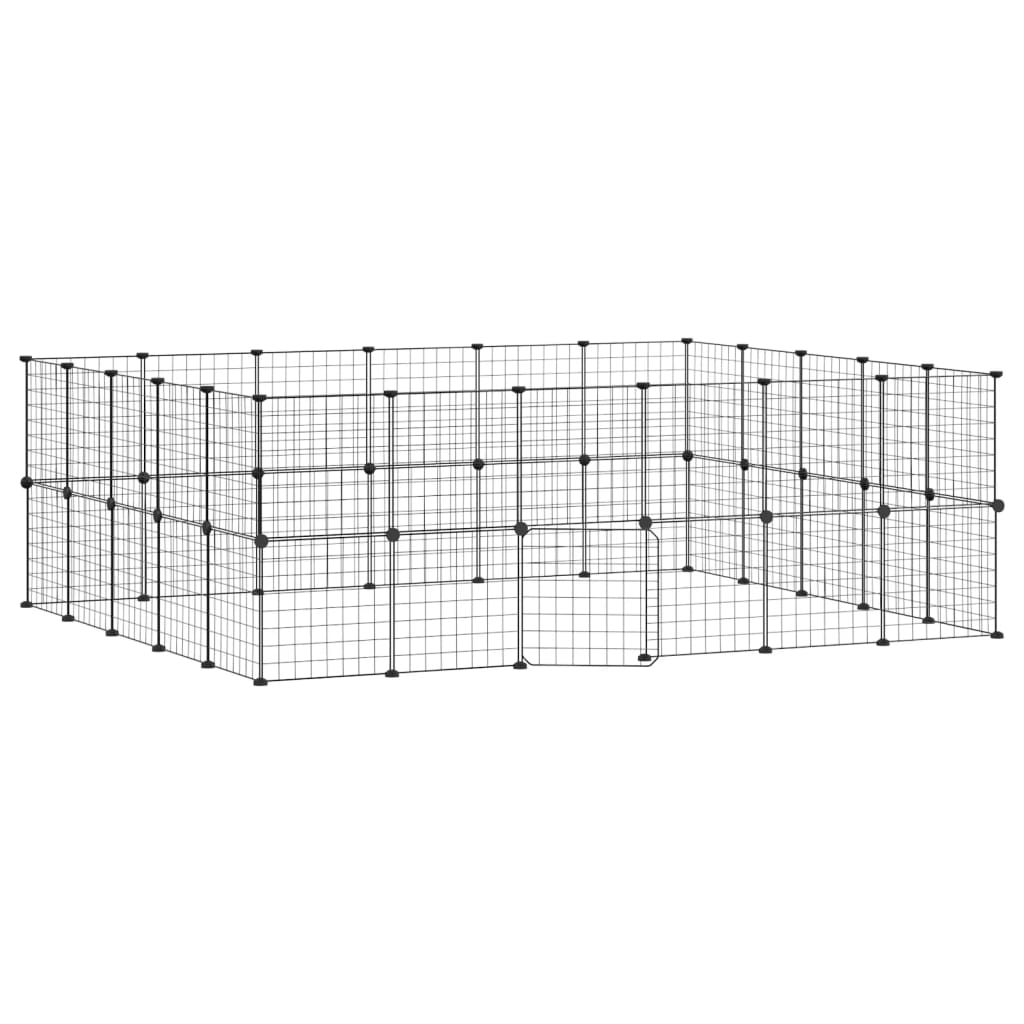 Vidaxl huisdierenkooi met deur 44 panelen 210x175x70 cm staal zwart