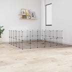 Vidaxl huisdierenkooi met deur 44 panelen 210x175x70 cm staal zwart