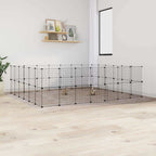 Vidaxl huisdierenkooi met deur 52 panelen 35x35 cm staal zwart