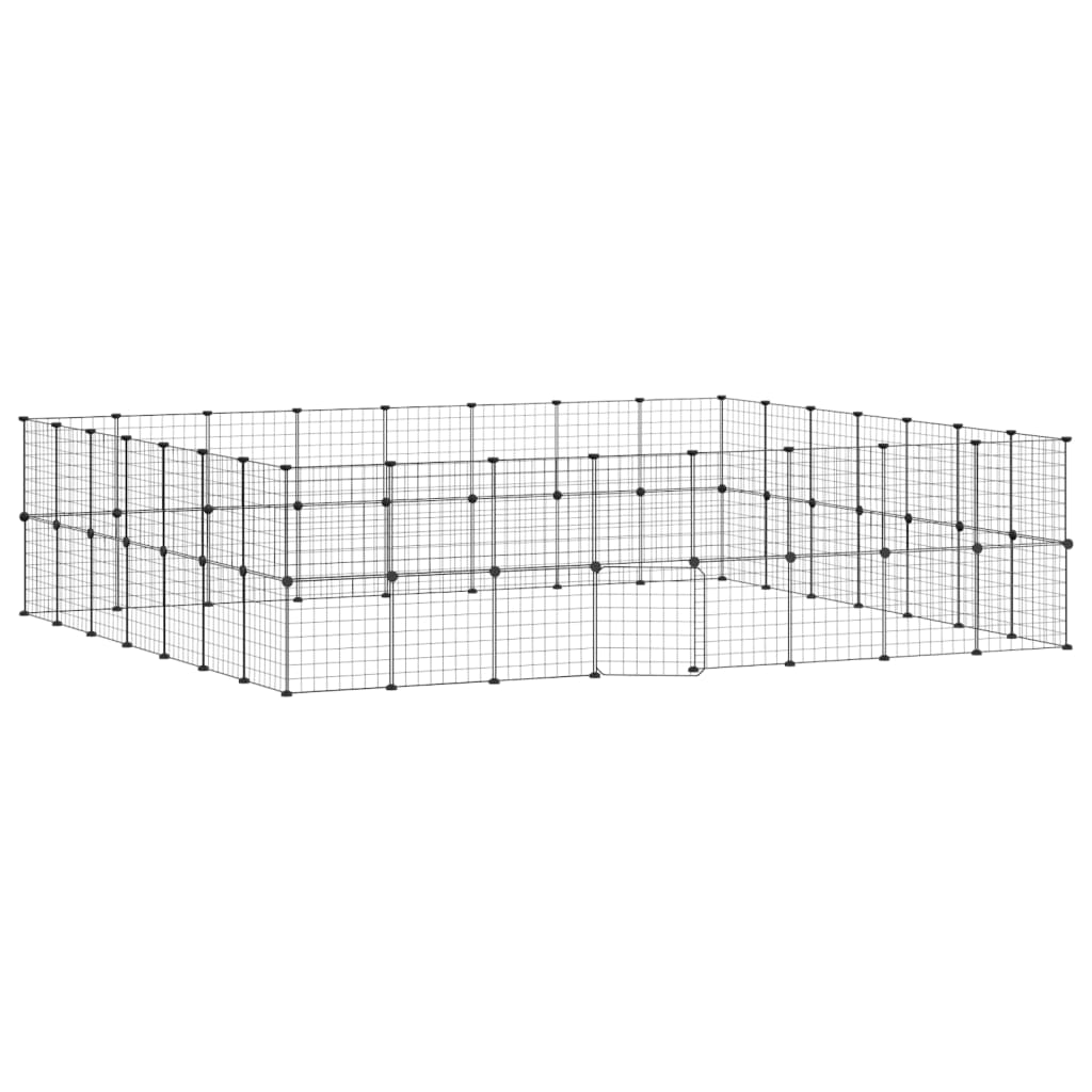 Vidaxl huisdierenkooi met deur 60 panelen 35x35 cm staal zwart