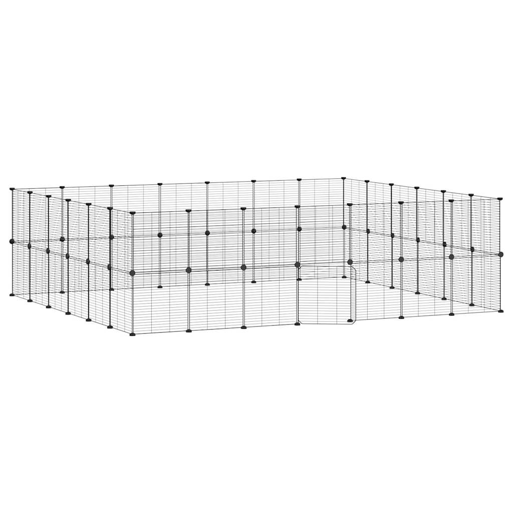 Vidaxl huisdierenkooi met deur 52 panelen 245x210x70 cm staal zwart