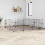 Vidaxl huisdierenkooi met deur 52 panelen 245x210x70 cm staal zwart
