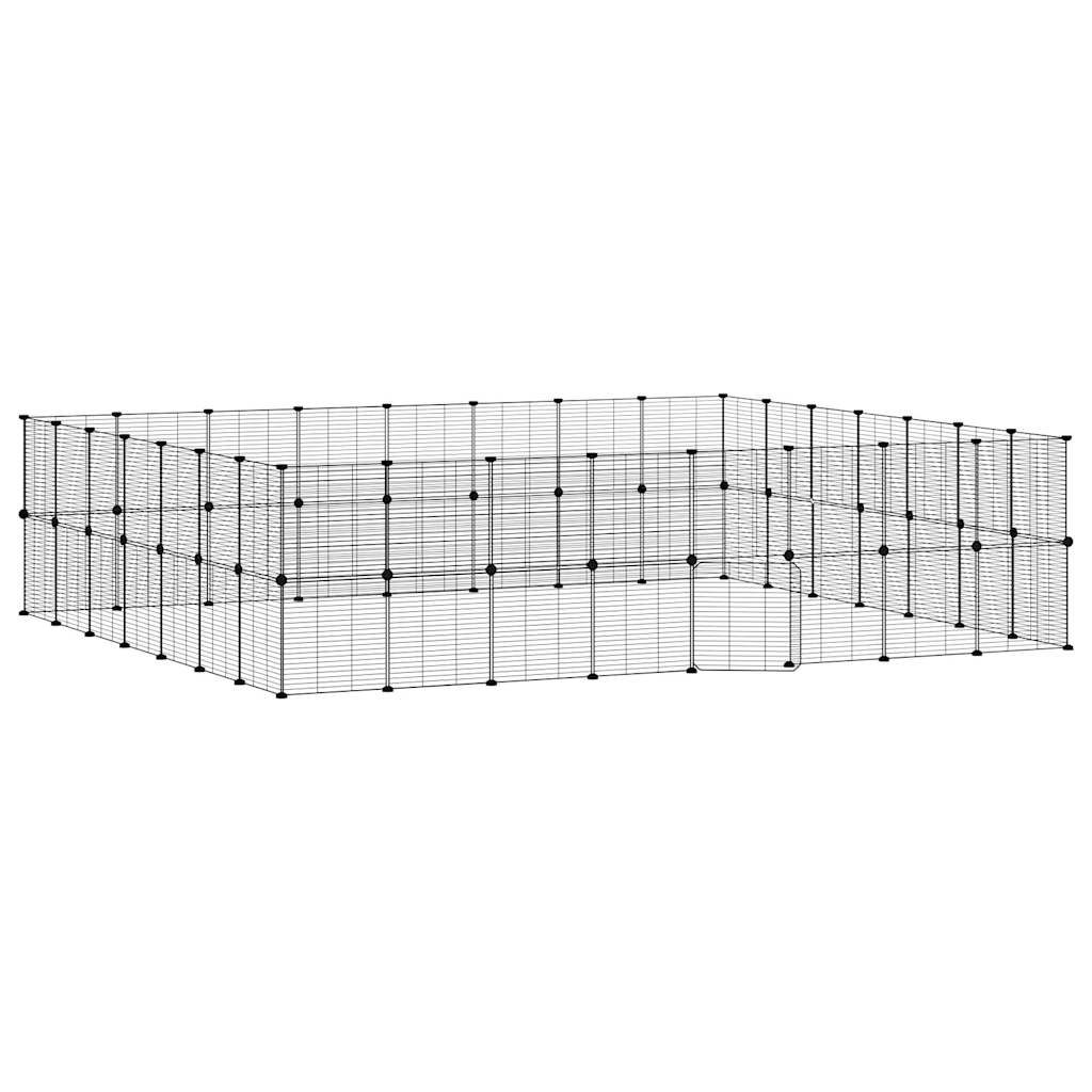 Vidaxl huisdierenkooi met deur 60 panelen 280x245x70 cm staal zwart