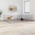 Vidaxl huisdierenkooi met deur 60 panelen 280x245x70 cm staal zwart