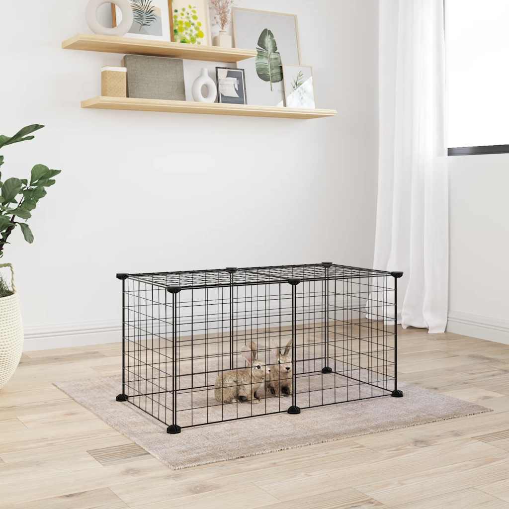 Vidaxl huisdierenkooi met 8 panelen 70x35x35 cm staal zwart