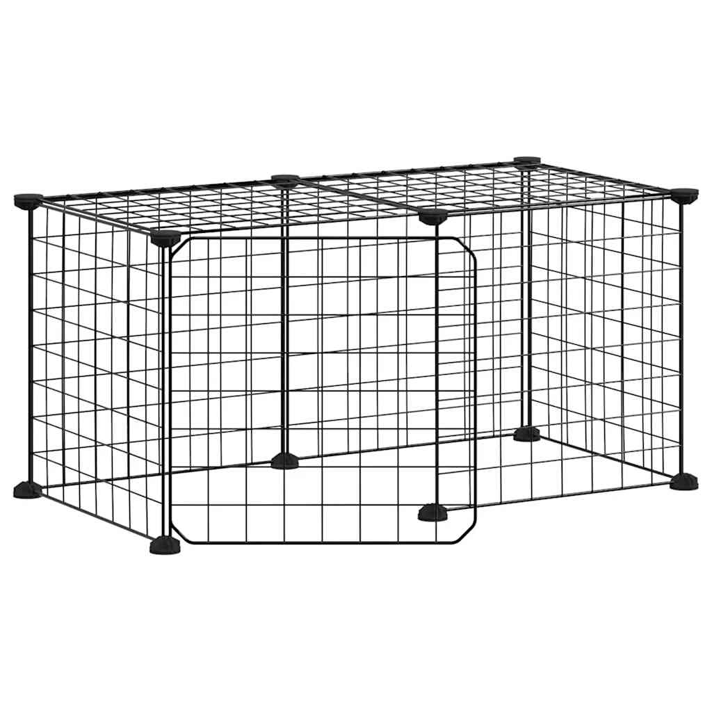 Vidaxl huisdierenkooi met deur 8 panelen 70x35x35 cm staal zwart