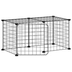 Vidaxl huisdierenkooi met deur 8 panelen 70x35x35 cm staal zwart