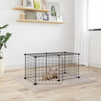 Vidaxl huisdierenkooi met deur 8 panelen 70x35x35 cm staal zwart