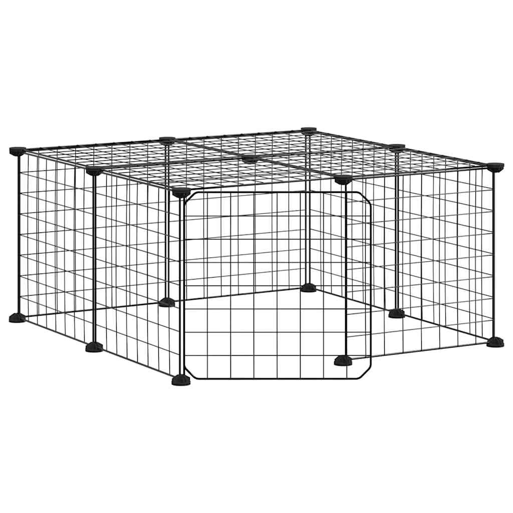Vidaxl huisdierenkooi met deur 12 panelen 70x70x35 cm staal zwart