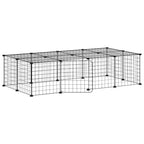 Vidaxl huisdierenkooi met deur 20 panelen 140x70x35 cm staal zwart
