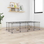 Vidaxl huisdierenkooi met deur 20 panelen 140x70x35 cm staal zwart