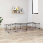 Vidaxl huisdierenkooi met deur 28 panelen 210x70x35 cm staal zwart