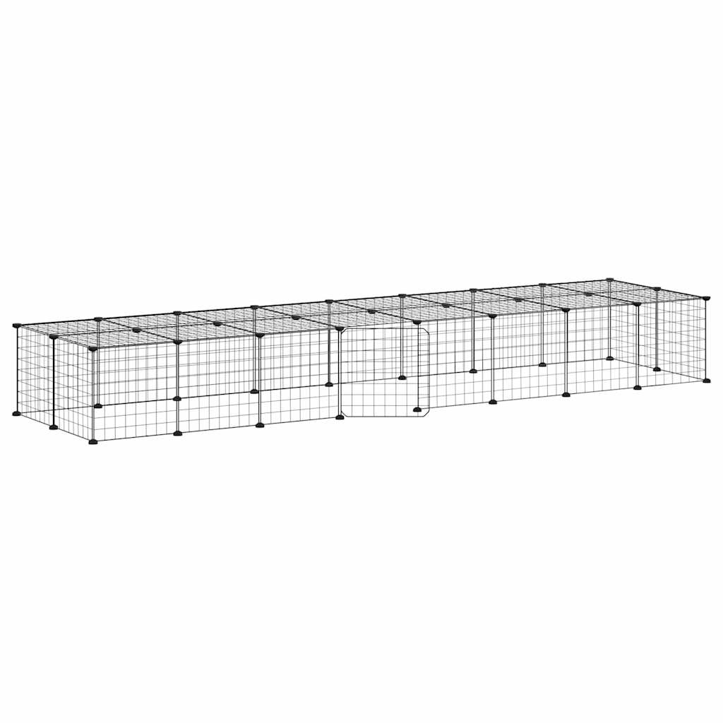 Vidaxl huisdierenkooi met deur 36 panelen 280x70x35 cm staal zwart