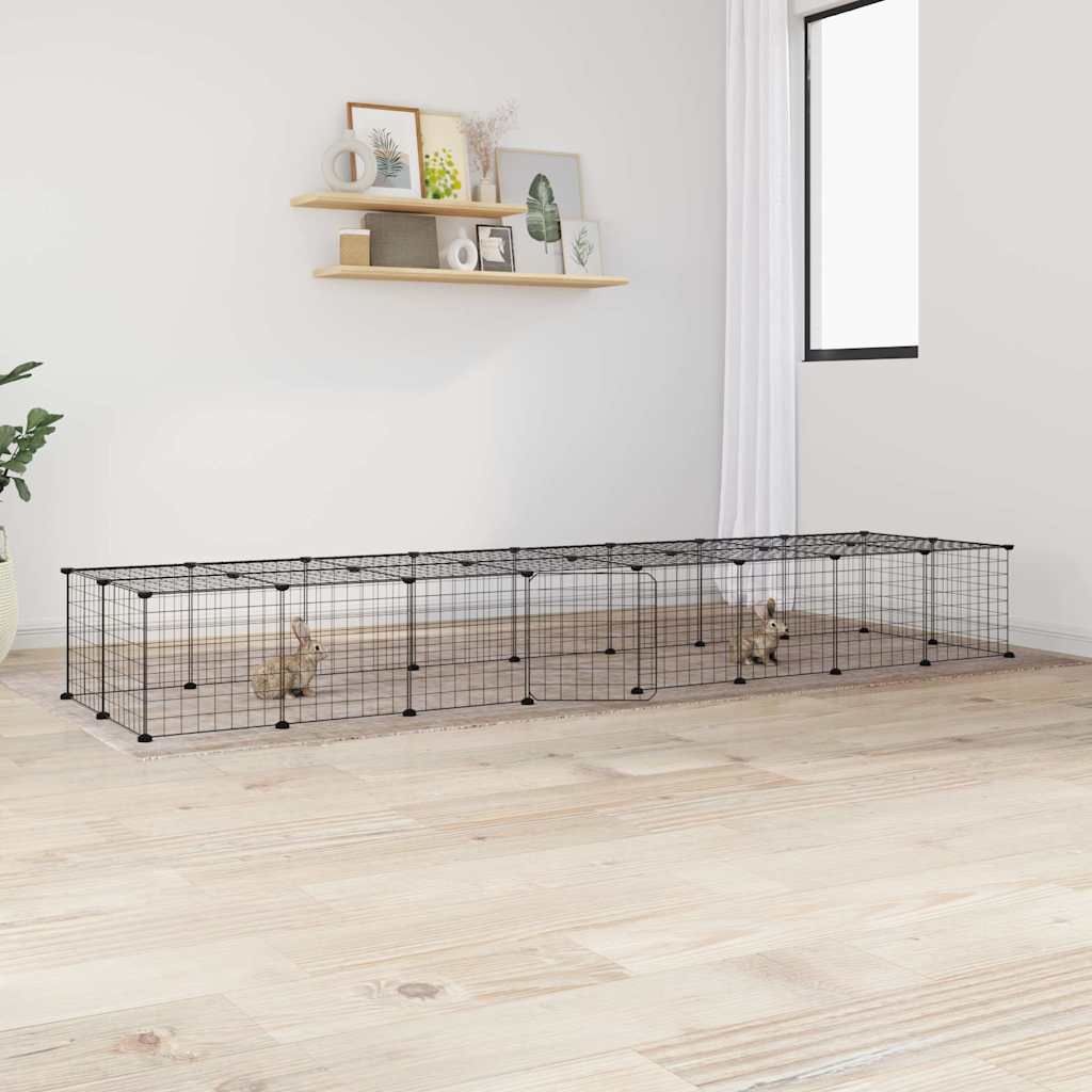 Vidaxl huisdierenkooi met deur 36 panelen 280x70x35 cm staal zwart