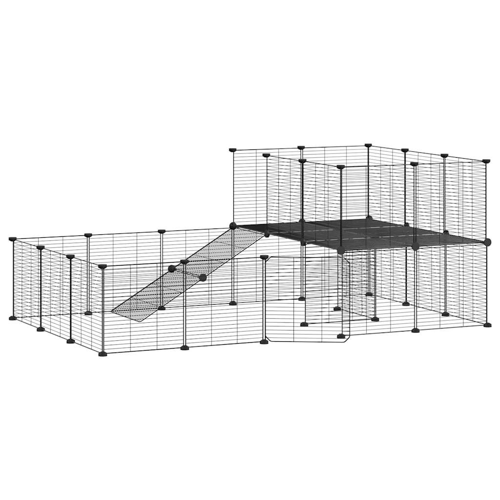 Vidaxl huisdierenkooi met deur 36 panelen 175x105x70 cm staal zwart