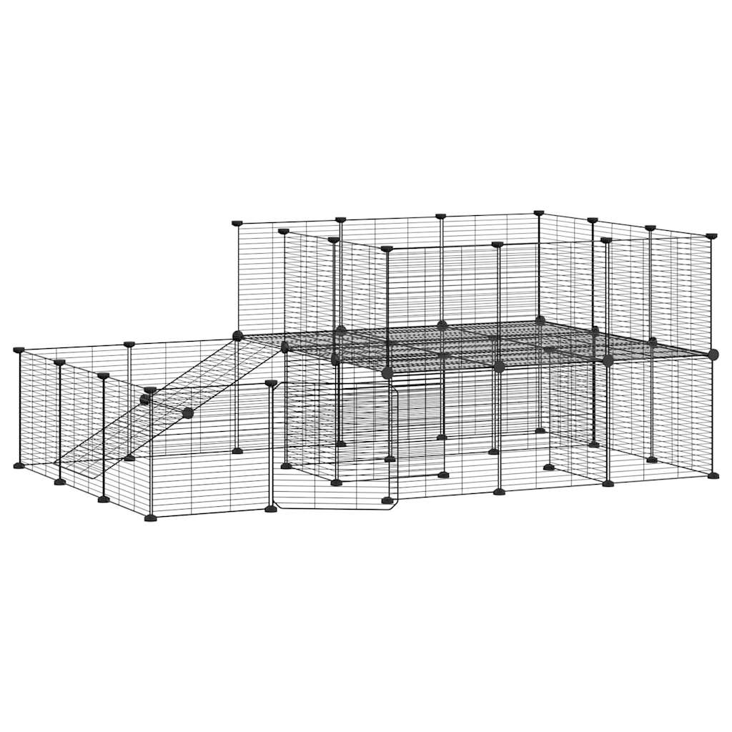 Vidaxl huisdierenkooi met deur 44 panelen 175x105x70 cm staal zwart