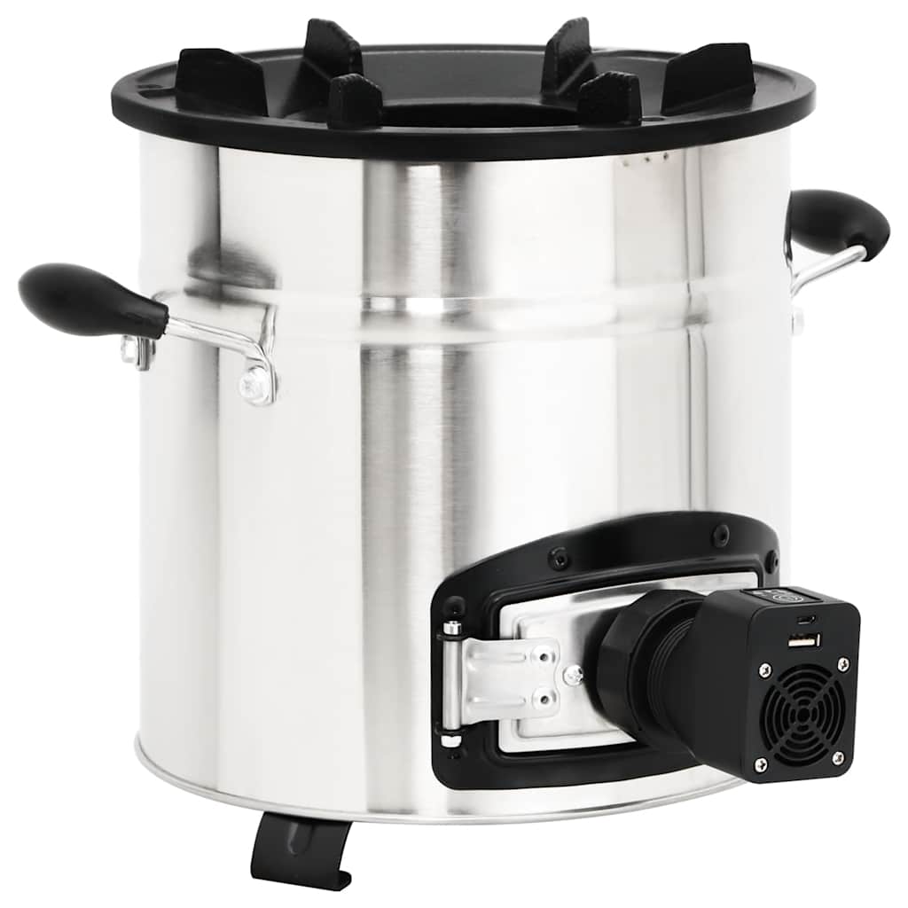 Vidaxl houtkachel met usb-ventilator 35,5x26x28 cm roestvrijstaal