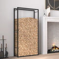 Vidaxl haardhoutrek matzwart 80x28x154 cm staal