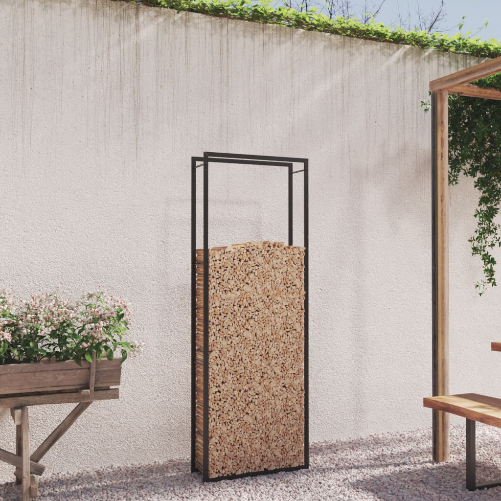 Vidaxl haardhoutrek matzwart 80x28x222 cm staal