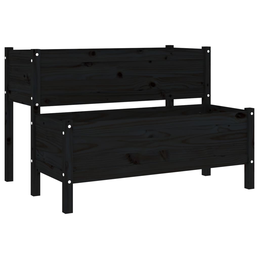 VidaXL Plantenbak 110x84x75 cm massief grenenhout zwart