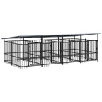 VidaXL Hondenkennel met dak 7,51 m² staal