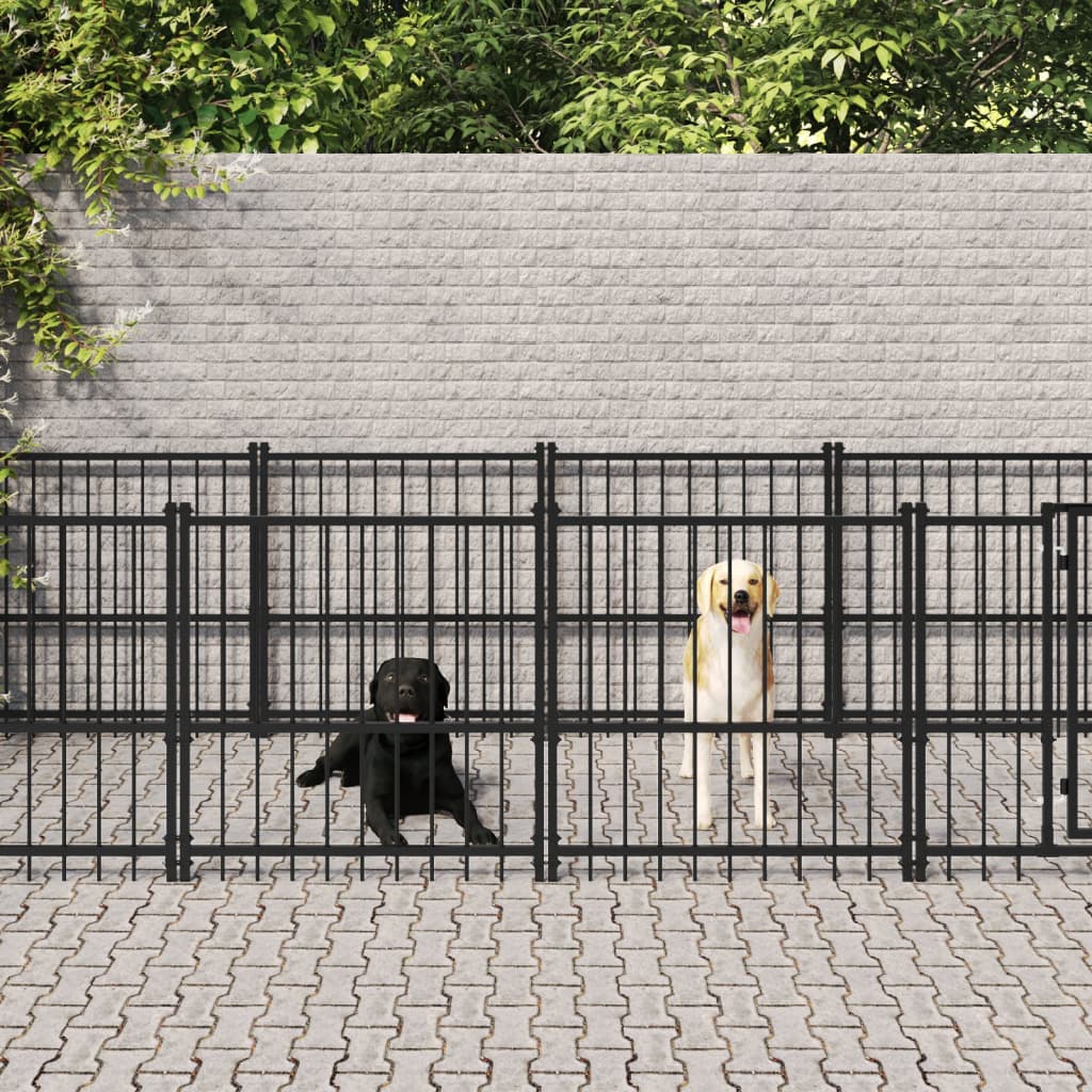 VidaXL Hondenkennel voor buiten 13,14 m² staal