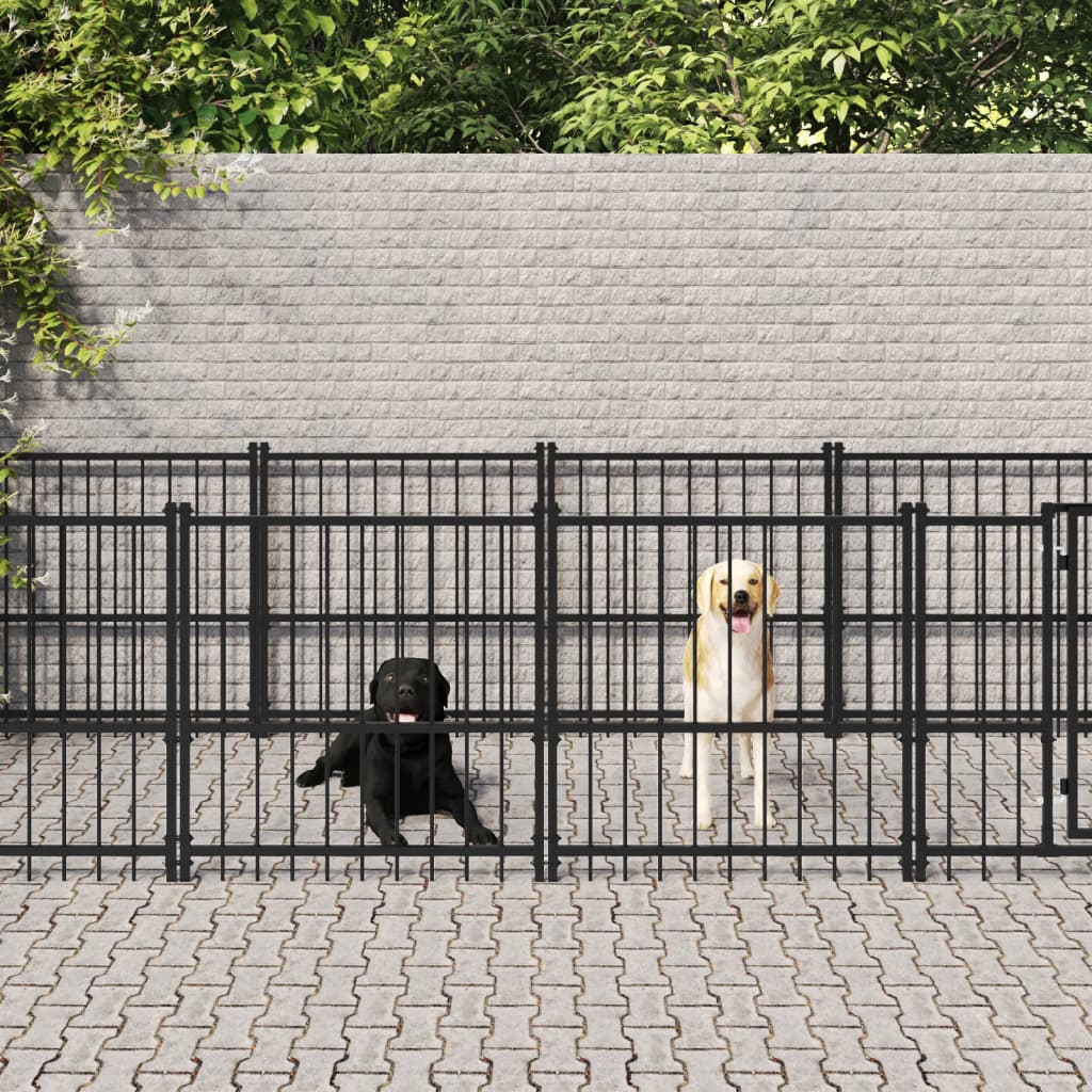 VidaXL Hondenkennel voor buiten 18,77 m² staal