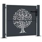Vidaxl poort 100x75 cm met boomontwerp staal antracietkleurig