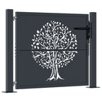 Vidaxl poort 100x100 cm met boomontwerp staal antracietkleurig